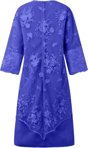 Miniatura 5 de Vestido largo para mujer, ropa de moda para mujer, vestidos midi casuales de moda, bordado de encaje, longitud media, longitud larga, dos