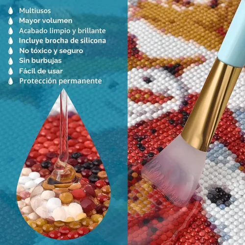 Miniatura 2 de LANBEIDE Sellador de pintura de diamante de 6.8 fl oz con cepillo de silicona, sellador de pegamento para pintura de diamante 5D actualizado