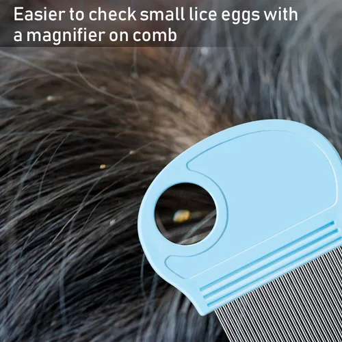 Miniatura 3 de 6 piezas para eliminar piojos en la cabeza, peine de pelo con lupa, herramienta de dientes de metal fino para perros, gatos, mascotas, aseo humano