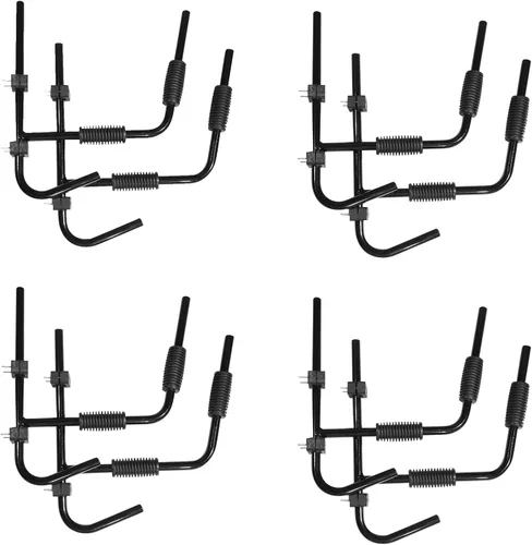 TC-HOMENY Estante de almacenamiento de kayak negro montado en la pared plegable soporte escalera kayak garaje exterior interior 4 pares