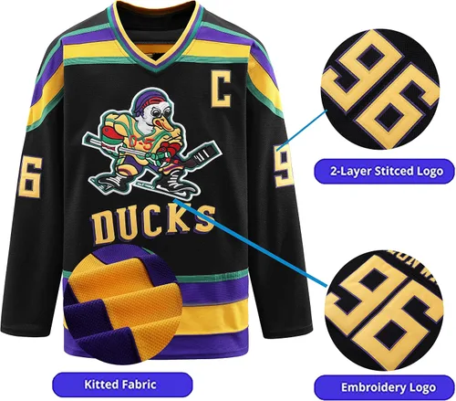 Miniatura 3 de Mighty Ducks Jersey, 96 Conway Jersey, 66 Bombay 33 Goldberg 99 Banks Jersey, camiseta de hockey sobre hielo de película, broidery y costuras