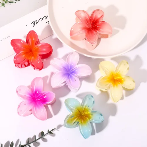 Miniatura 2 de 8 pinzas de acrílico para el cabello para mujer, antideslizantes, en forma de flores pastel, pasadores de agarre fuerte, abrazadera de mandíbula