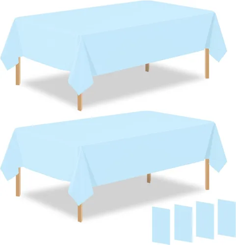 Miniatura 24 de Paquete de 2 manteles rectangulares desechables de plástico negro de 54 x 108 pulgadas, manteles de plástico negro para cumpleaños, bodas