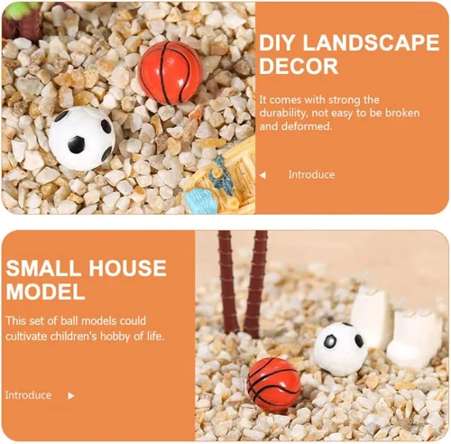 Miniatura 8 de Toddmomy 20 pelotas deportivas en miniatura, mini pelotas de fútbol y baloncesto de resina de 0.6 pulgadas para accesorios de casa de muñecas