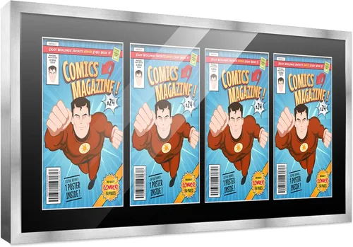 Miniatura 35 de Poster Palooza Marco de cómic con paspartú para 1 cómic de la Edad de Bronce publicado entre 1970 y 1985, marco de cómic negro para cómic de 7.25 x