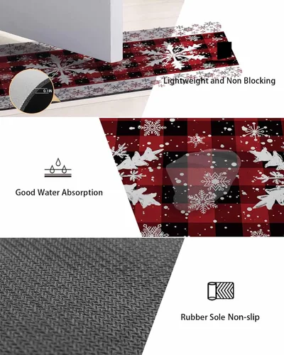 Miniatura 8 de Tapete de baño con diseño de copos de nieve para bañera, antideslizante, de secado rápido y absorbente, tierra de diatomeas, cocina, ducha