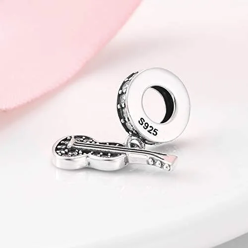 Miniatura 2 de Encantos de voz con micrófono de música I Love de plata de ley 925 con cristales de champán para pulsera Pandora
