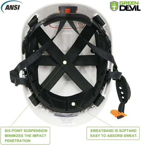 Miniatura 5 de GREEN DEVIL Casco de Seguridad Casco Duro con Visera Correa de Barbilla Ajustable Ligero Ventilado ABS Casco de Trabajo para Hombres y Mujeres