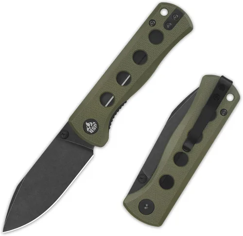 Miniatura 9 de QSP Canary Folder - Cuchillo plegable de bolsillo, hoja de 7.21 cm Sandvik 14C28N con acabado negro lavado a la piedra, mango G10 negro, bloqueo