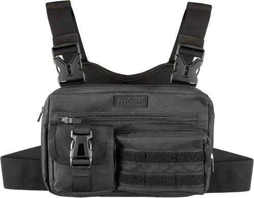 Fitdom Paquete de Pecho Deportivo Utilitario Inspirado en Táctica. Bolsa de Pecho Para Hombres Con Soporte Para Teléfono Incorporado. Este Chaleco