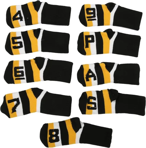 Miniatura 6 de Fundas de hierro de punto, fundas protectoras para golfs, juego con números para madera, ajuste conductores, calles, híbridos (negro) ocio y deportes