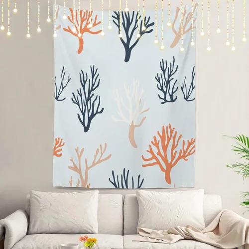 Miniatura 71 de Shrahala Tapiz de pared azul brillante, acuarela azul degradado para colgar en la pared, tapiz grande decorativo de fibra de poliéster, dobladillo