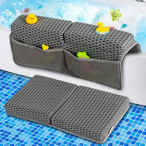 OS OMYSTYLE - Juego de rodilleras y coderas de baño para bebé, 1.5 pulgadas de grosor, de secado rápido, con organizador de juguetes y accesorios,