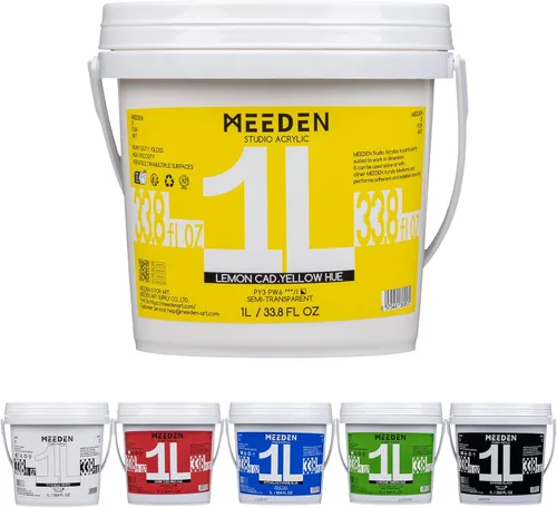 Miniatura 36 de MEEDEN Pintura acrílica blanca de titanio: 1 l/33.8 oz pinturas acrílicas brillantes de cuerpo pesado - Pintura blanca gruesa para lienzo, Blanco