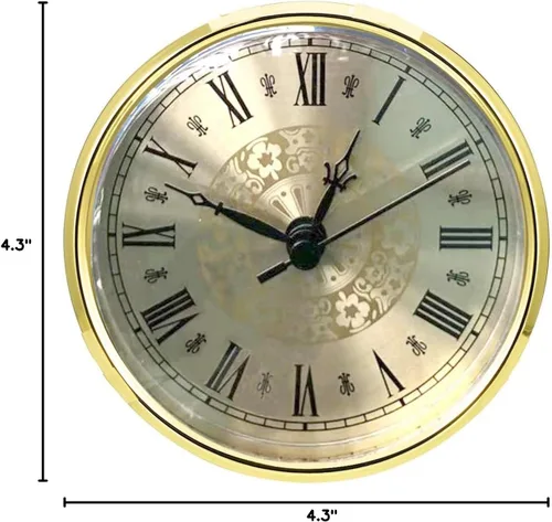 Miniatura 7 de HILLHOME Mini reloj de cuarzo redondo de 4.3 pulgadas (4.331 in), movimiento de ajuste, reloj en miniatura, esfera dorada, bisel en tono dorado