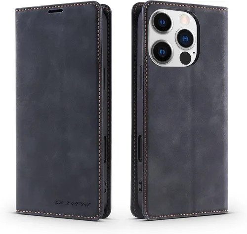 Miniatura 46 de QLTYPRI Funda para iPhone Air, Funda de piel sintética premium TPU parachoques con tarjetero Kickstand adsorción magnética oculta a prueba de golpes