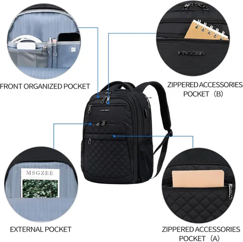 Miniatura 2 de KROSER Mochila de viaje para laptop, Acolchado, negro, 17 pulg., Moderno