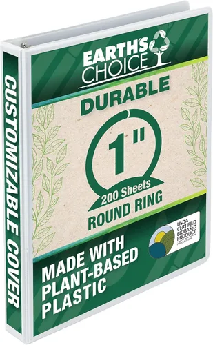 Miniatura 14 de Samsill Anillo redondo duradero de 1 pulgada a base de plantas, fabricado en Estados Unidos, carpeta de vistas, ecológico, certificado a base