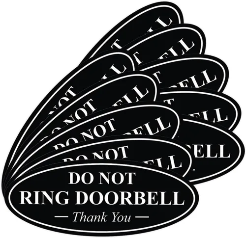 Miniatura 77 de All Quality Cartel de agradecimiento ovalado con texto en inglés «Do not Ring DOORBELL», color negro, pequeño, 1 paquete