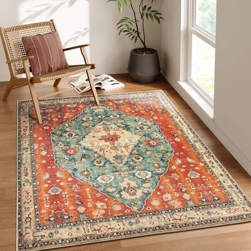 Miniatura 235 de Lahome Alfombra Bohemia Tribal Lavable de 3 x 5, Alfombras Antideslizantes para Entrada, Dormitorio, Sala de Estar, Vintage, Ultra Suave, No