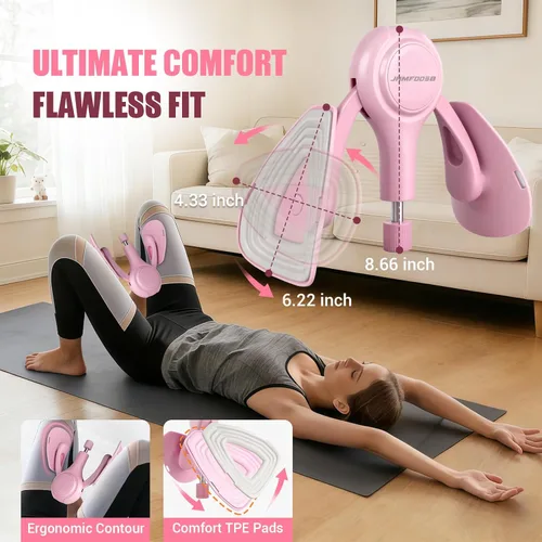 Miniatura 6 de Entrenador de muslos para mujer, dispositivo de ejercicio de suelo pélvico de 360° con banda de resistencia, equipo de entrenamiento de muslos