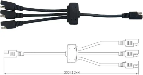 Miniatura 6 de Sunway Solar Panel Combiner 3 a 1 Cable de extensión con adaptadores SAE Conector para ampliar el cargador de batería solar y el mantenedor a una