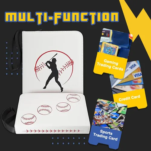 Miniatura 5 de Carpeta para tarjetas deportivas, CLOVERCAT - Carpeta para tarjetas de béisbol de 4 bolsillos, 400 bolsillos de doble cara, impermeable, soporte