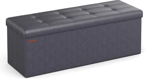 SONGMICS Mazie Collection - Banco otomano plegable de almacenamiento de 43 pulgadas, otomana con almacenamiento, taburete reposapiés, carga de 660