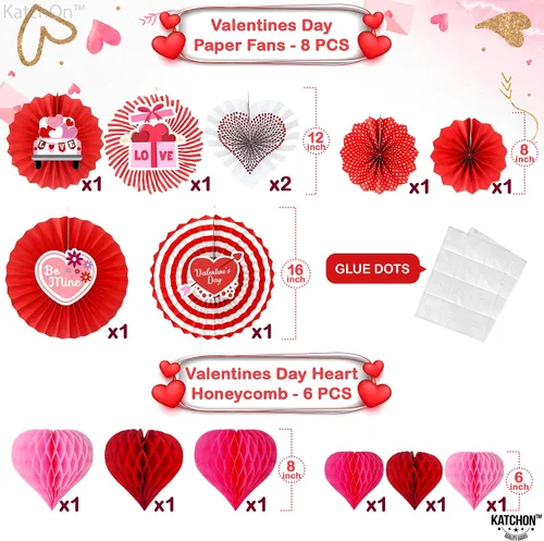 Miniatura 3 de KatchOn, Guirnalda de corazones de fieltro con estampado rojo – 10 pies, sin bricolaje Decoraciones del día de San Valentín Decoración