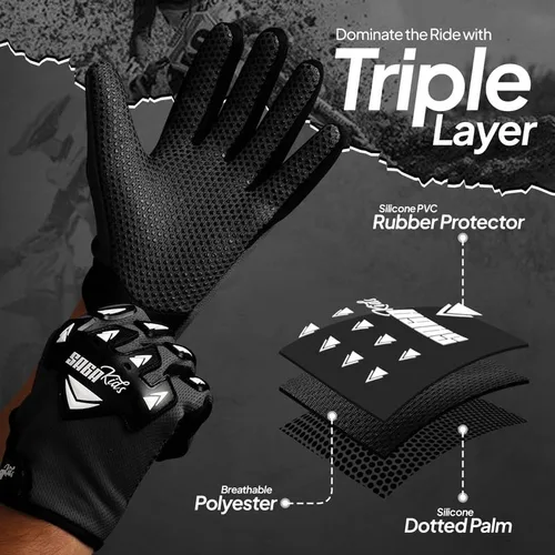 Miniatura 3 de Guantes de motocross juveniles, protección profesional para motociclistas de cross y BMX, equipo de alto rendimiento para niños y niñas, diseñados
