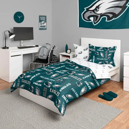 Miniatura 9 de FOCO Juego de ropa de cama unisex para adultos con logotipo del equipo de la NFL, sábanas y fundas de almohada, juego de ropa de cama de 5 piezas