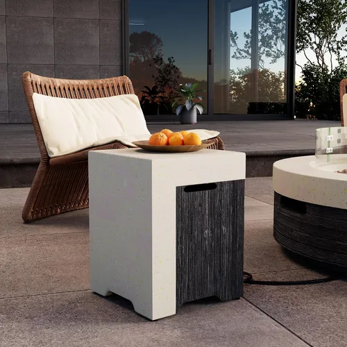 Miniatura 7 de COSIEST Mesa de tanque de propano para exteriores con diseño de grano de madera, mesa de tanque oculta exterior de 16 pulgadas, oculta el tanque