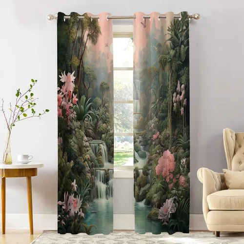 Miniatura 65 de Shrahala Abstract Pattern Geometric Blackout Window Curtains, Concentric Squares Thermal Insulated Curtains Grommet Long Drapes for Bedroom,Living