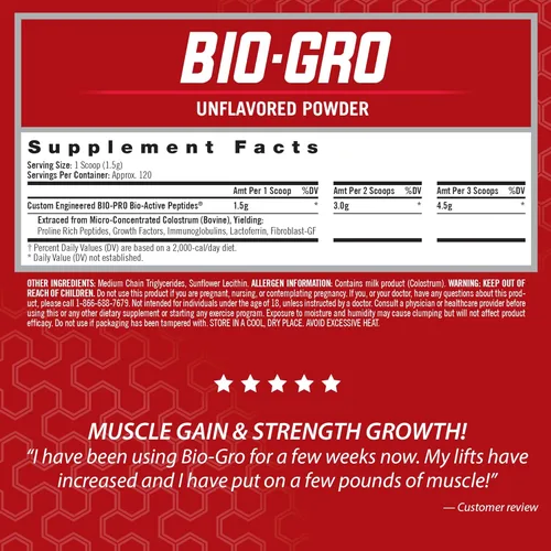 Miniatura 2 de iSatori BIO-GRO Amplificador de síntesis de proteínas, para recuperación muscular y crecimiento, suplemento de calostro y preentrenamiento mejorado