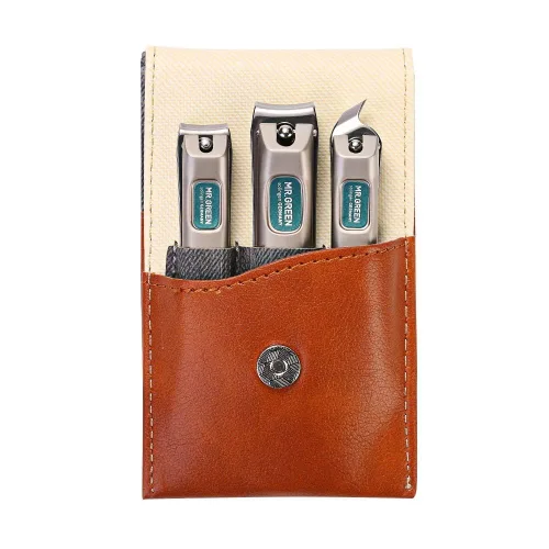 Miniatura 10 de Juego de manicura de 4 piezas, juegos de pedicura, cortaúñas de acero inoxidable profesional cortador de uñas con estuche de viaje