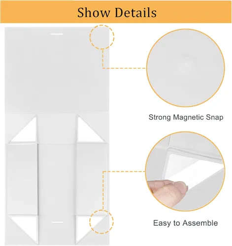 Miniatura 4 de DaiUni Caja de regalo grande de 13"X9"X4" blanca magnética con tapa y cinta para regalos Blanco