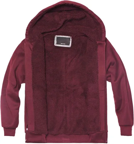 Miniatura 5 de Sudadera con capucha con forro de sherpa para niños, con cremallera completa, forro polar, cálida, para jóvenes, de manga larga