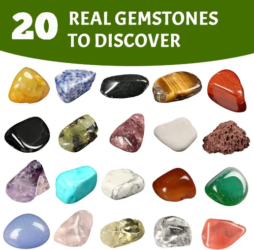 Miniatura 2 de LotFancy Kit de excavación de piedras preciosas, 20 gemas reales, kit de ciencia para niños de 8 a 12 años, juguete educativo, regalo de cumpleaños
