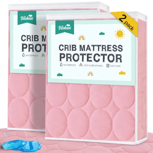 Miniatura 22 de Sábanas protectoras de colchón de cuna impermeables, paquete de 2, funda acolchada ajustable para colchón de cuna que se adapta a colchones de cama