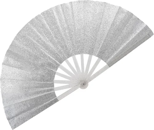 Miniatura 33 de 2 ventiladores plegables grandes de mano para hombres y mujeres, abanicos decorativos plegables, accesorios rave, utilizados para bailes, fiestas