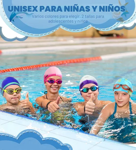 Miniatura 4 de Aegend Paquete de 2 gorros de natación para niñas y niños de 3 a 15 años, gorro de natación de silicona resistente al agua para cabello largo
