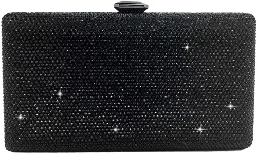 Boutique De FGG Bolsos de Noche de Cristal para Mujeres Bolso Tipo Caja para Fiestas Formales Carteras de Boda con Diamantes de Imitación Bolso de