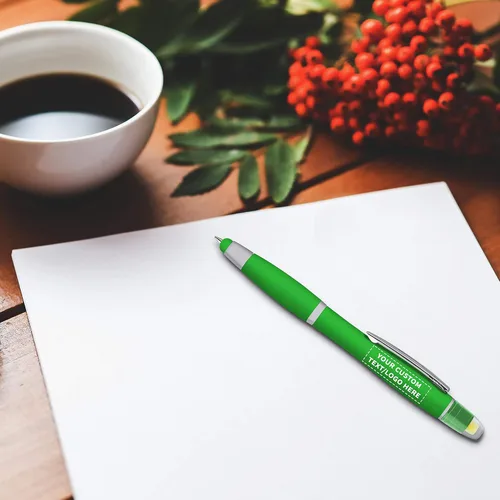 Miniatura 6 de DISCOUNT PROMOS Maitland - Bolígrafos capacitivos de gel de escritura suave personalizados, paquete de 100 unidades, resaltadores, texto