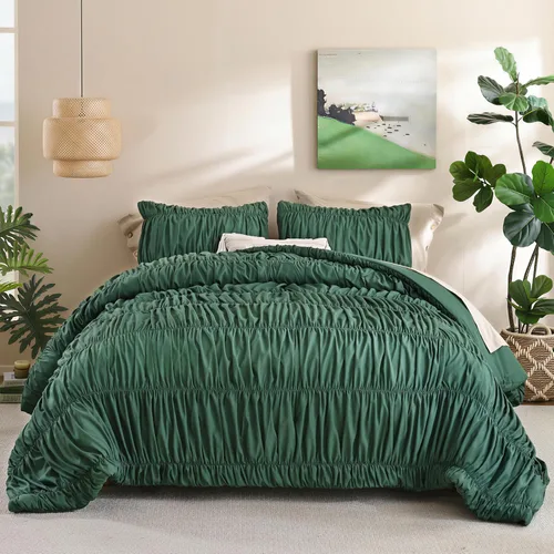 Miniatura 15 de Juego de edredón Beige de weigelia, estilo bohemio, tamaño individual, con edredón en crema y 1 funda de almohada - Juego de cama suave y ligero