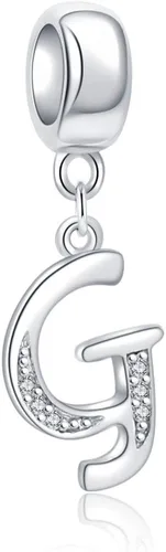 SoulBeads - Colgantes de plata fina 0,925 de letra inicial, alfabeto A-Z. Dije con cristales compatibles con brazaletes europeos
