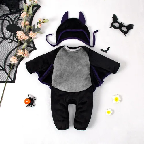 Miniatura 2 de LYSMuch Conjunto de pantalones y sudadera con capucha y alas de murciélago de Halloween para niños pequeños