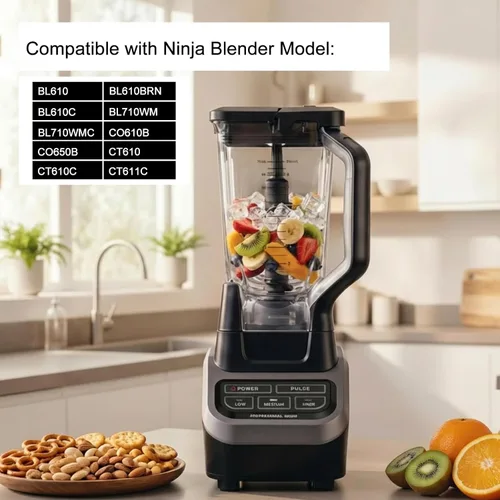 Miniatura 4 de Piezas de repuesto Ninja Blender, jarra de 72 onzas con tapa de bloqueo, vasos de licuadora Ninja Blenders compatibles con BL610, BL610BRN, BL610C