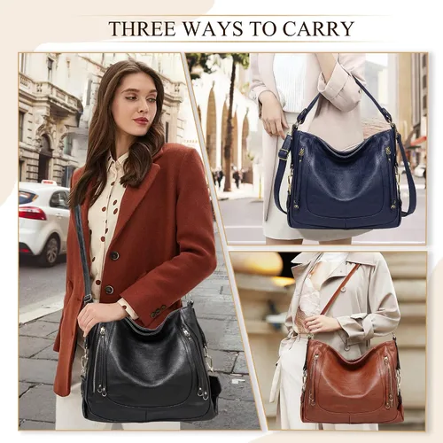 Miniatura 5 de Kasqo - Bolsas de piel grandes para mujer, con correa desmontable