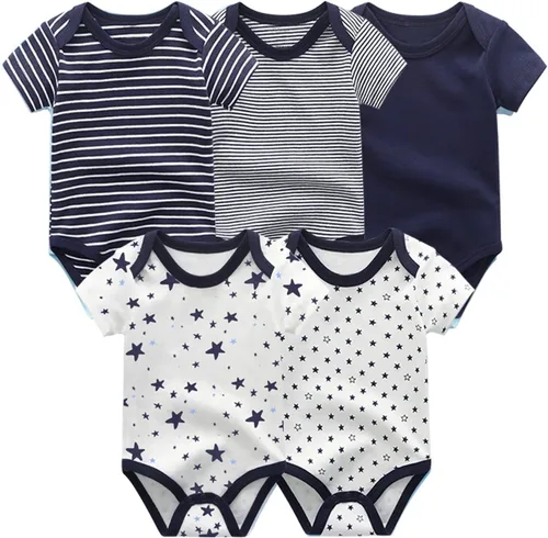 Miniatura 3 de Ropa unisex para bebés, paquete de 5 mamelucos de manga corta y 3 mamelucos con pies para bebé
