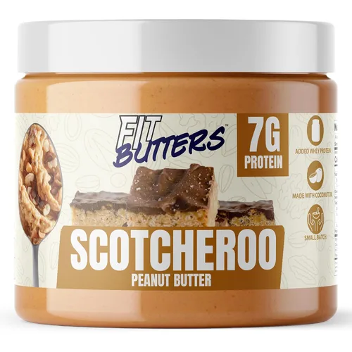 Fit Butters Scotcheroo - Mantequilla de maní para untar, proteína añadida y aceite de coco, baja en carbohidratos, baja en azúcar, mantequilla de
